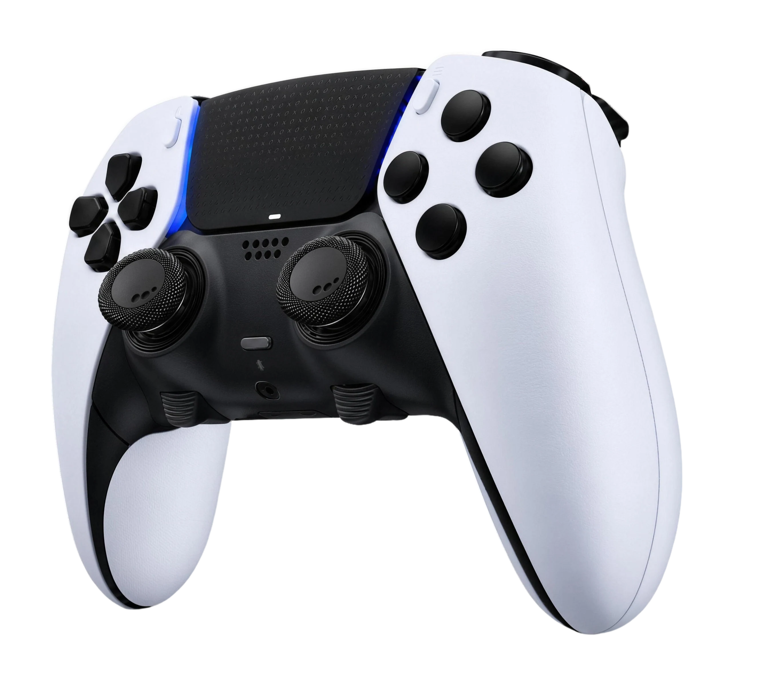 PS5 EDGEのコントローラーの左右のスティックに、NEXT EDGE MODULEを装着したイメージ